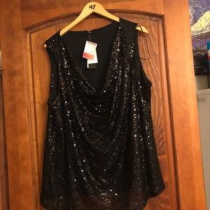 Black Sequin Blouse